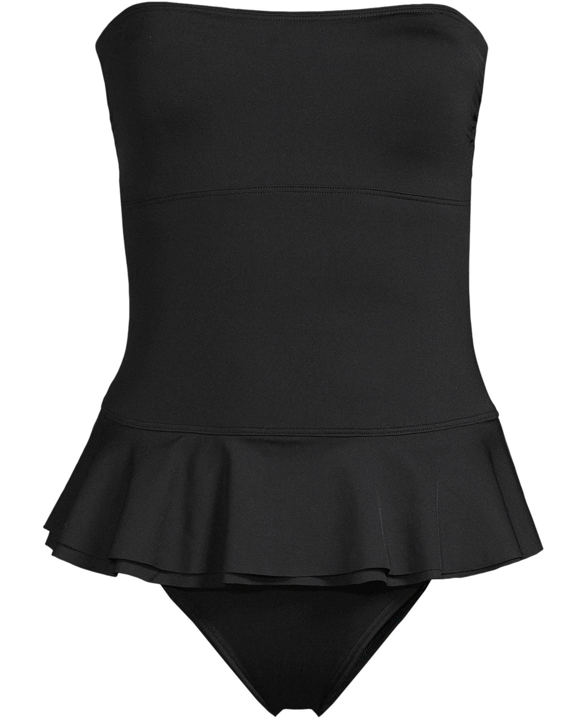 Lands' End Women's Sculpting Suit Ruffle Bandeau One Piece Swimsuit