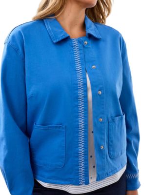Women's Hidden Snap-Front Stretch Denim Jacket