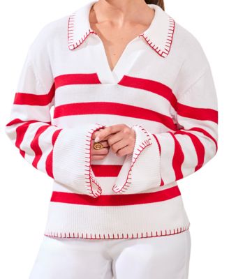 Women's Striped Polo Sweater