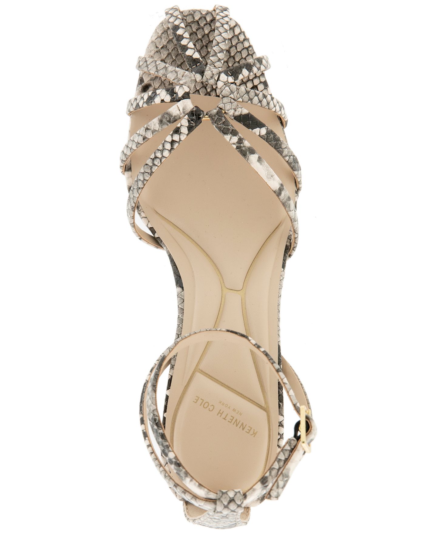 Женские сандалии Kenneth Cole New York Genevieve Strappy Square Toe Dress Sandals, цвет: Чёрный / Белый змеиный — фото 4