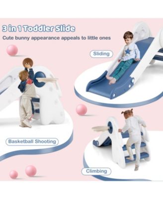 3-in-1 Toddler Slide Climber Playset with Basketball Hoop and Ball