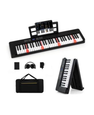 61-Key Foldable Full-Size Electronic Piano Keyboard with MIDI & Split Function, Portable for
