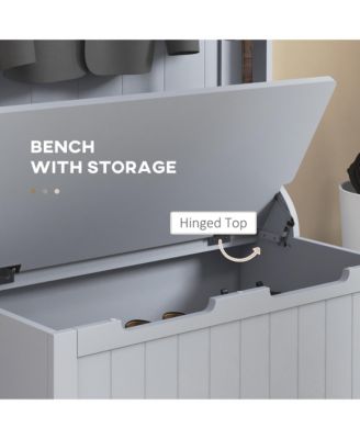 Hall Tree with Bench and Shoe Storage - Coat Rack with 4 Hooks and Flip Top Storage Compartment for Hallway and Entryway