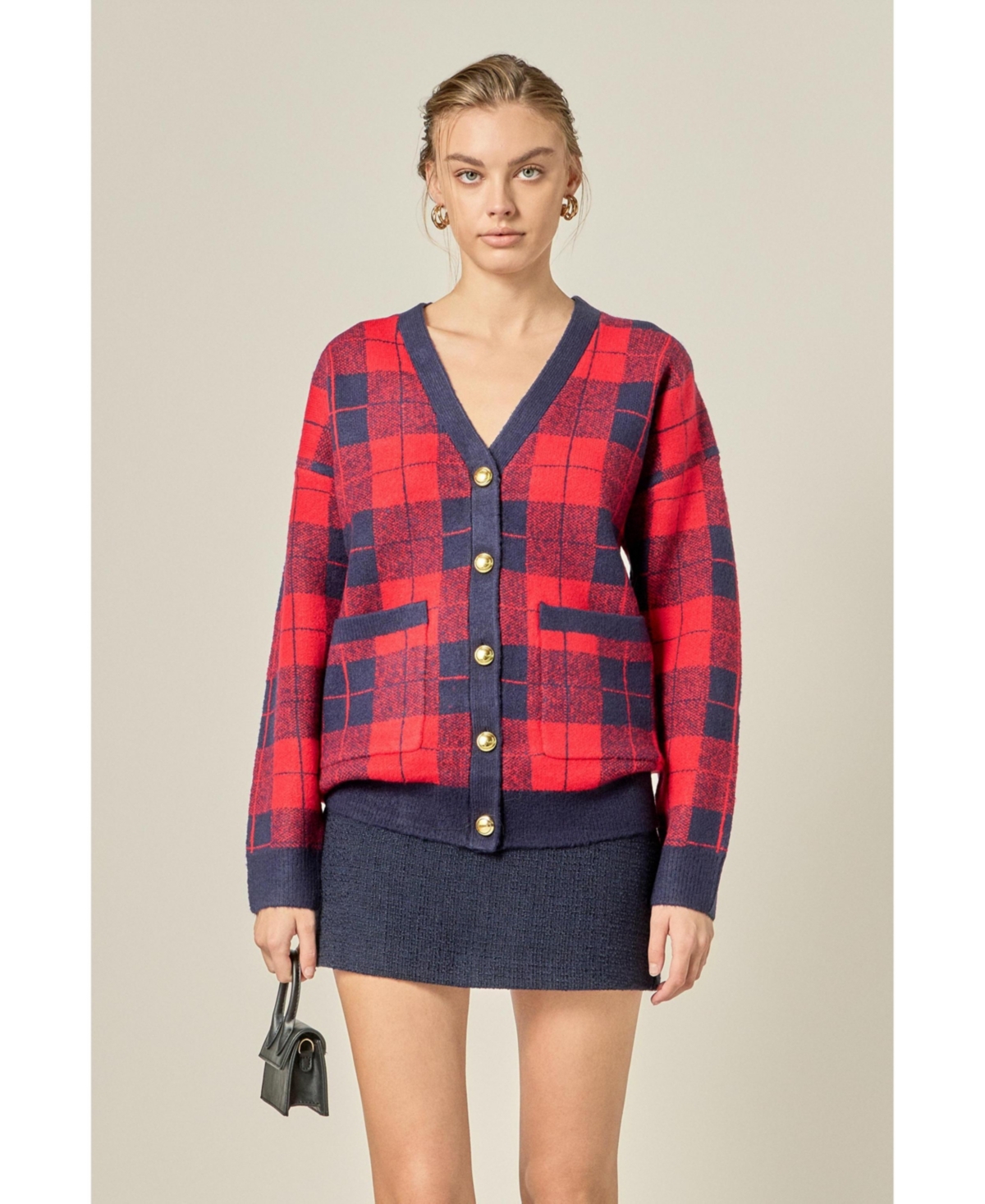English Factory Women's Check Cardigan