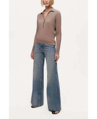 Women's Ribbed Polo Sweater