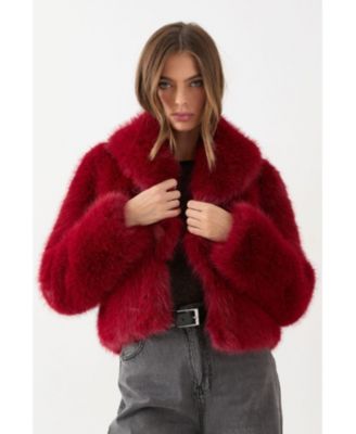 Women's Faux Fur Cropped Collar Coat