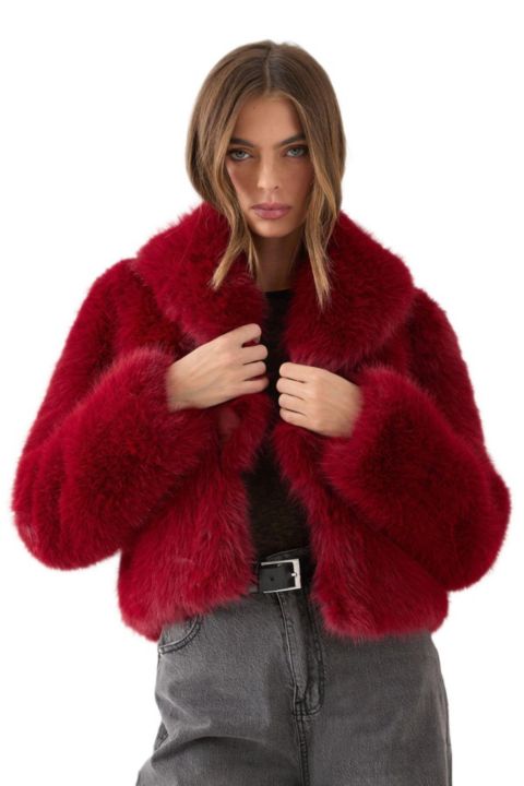 Женские куртки MissPap Faux Fur Cropped Collar Coat