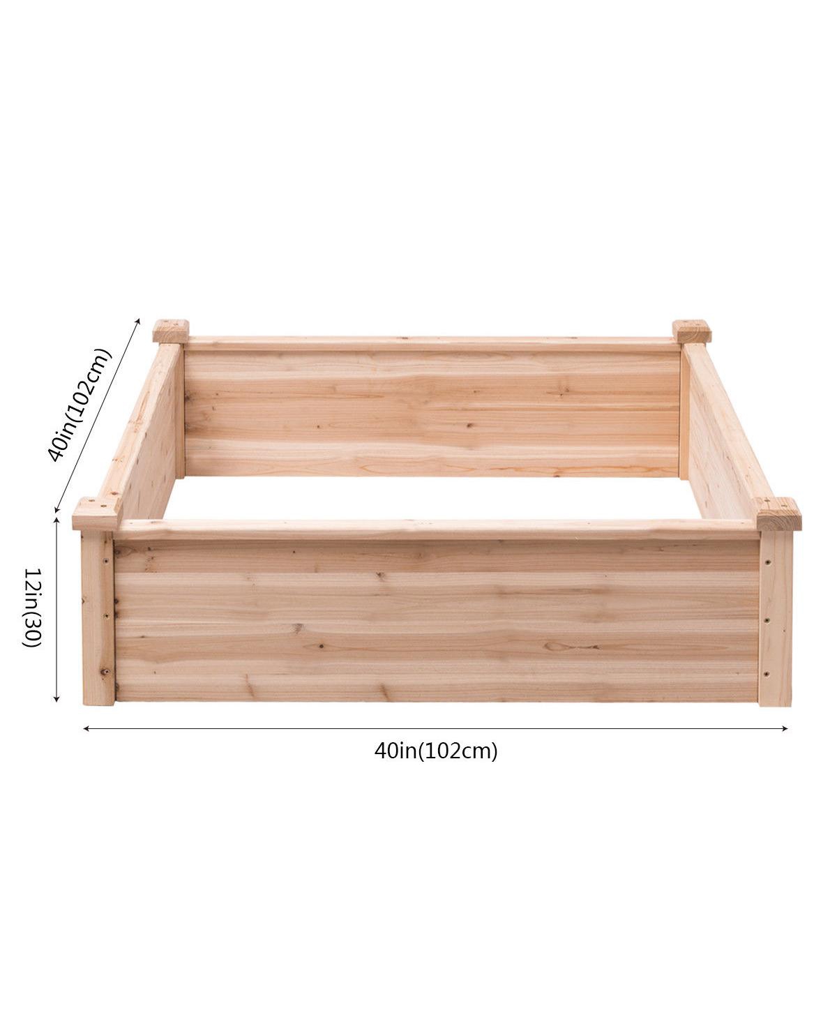 Gymax Wooden Garden Bed Vegetable Flower Raised Square Planter Kit Outdoor Garden