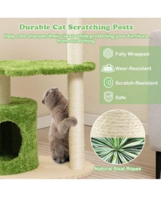 Indoor Cat Tree with Sturdy Supporting Frame, Cute Design for Climbing & Perching