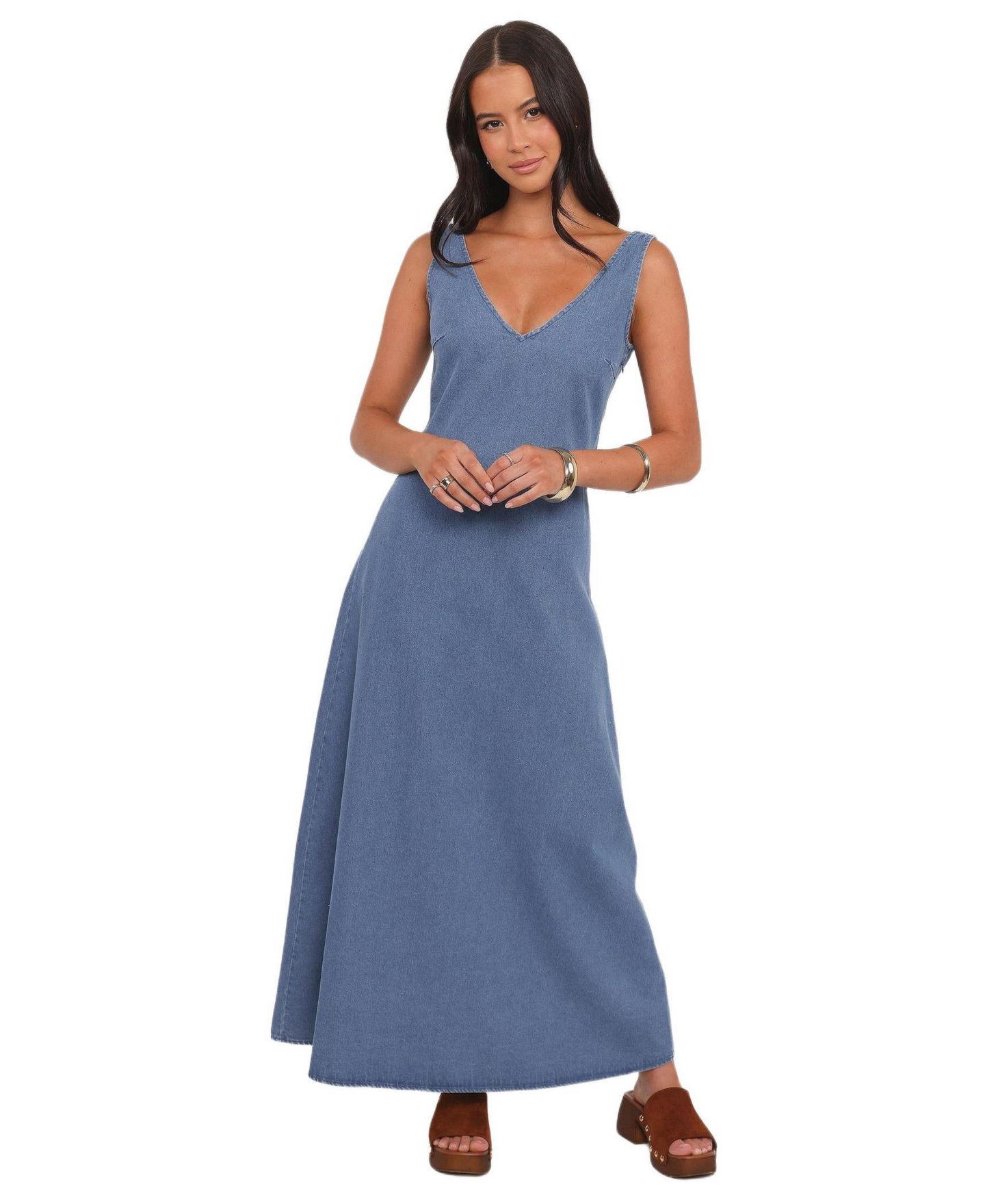 Женское платье Petal and Pup Odelia Denim Maxi, цвет: Индиго — фото 1