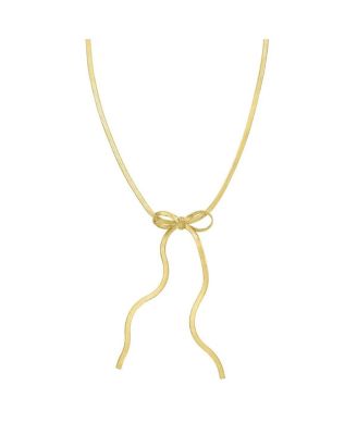 Herringbone Bow Necklace 14K Gold-Plated Sterling Silver