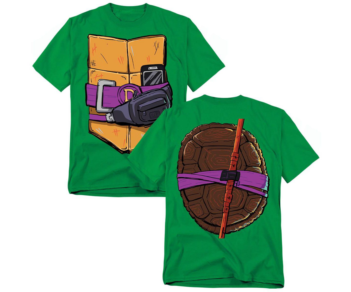 Мужская футболка Teenage Mutant Ninja Turtles Mayhem Donatello Shell Front Back, цвет: Зелёный — фото 1