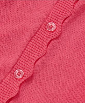 Girls Scalloped Hem Cardigan Sweaters