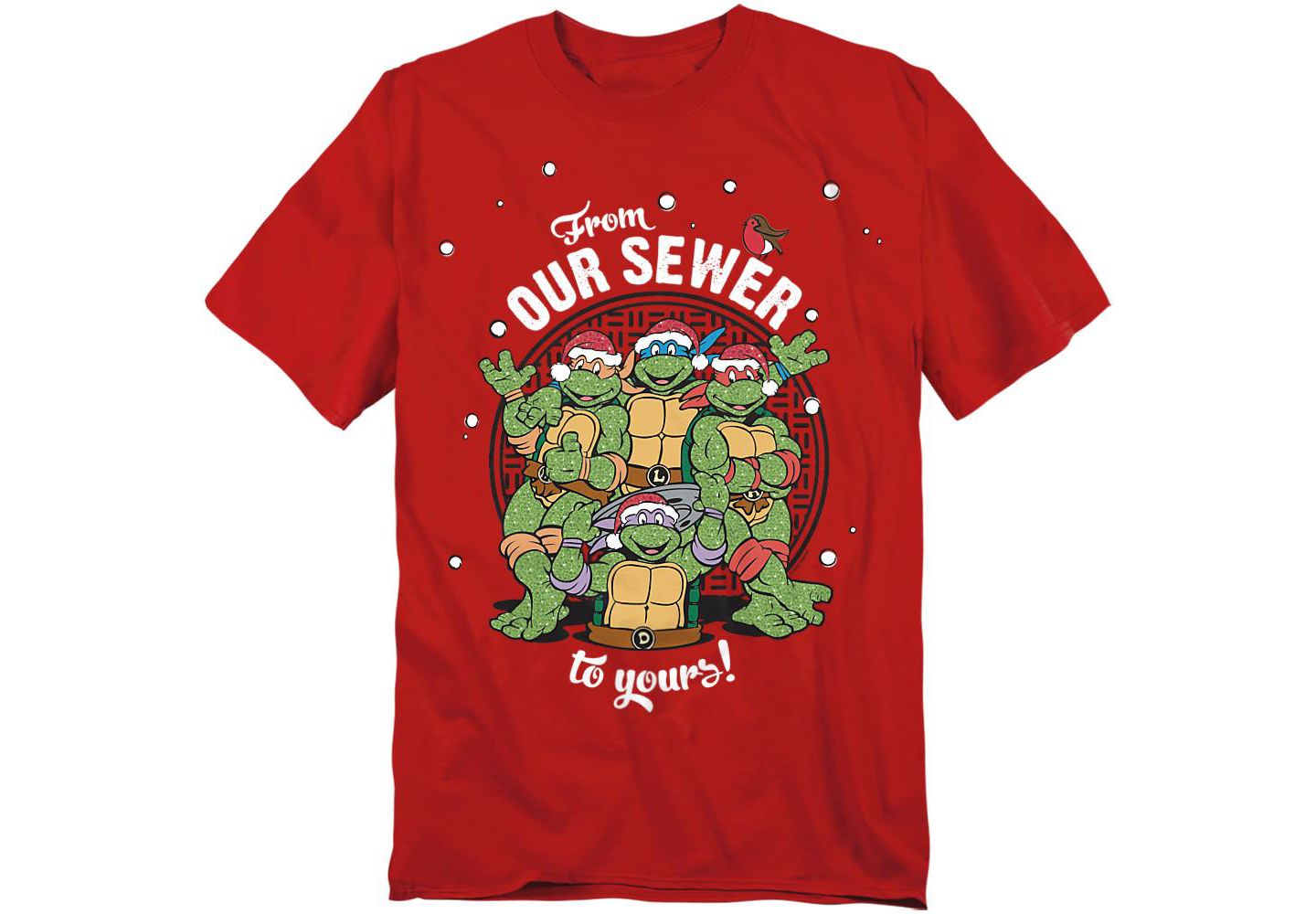 Мужская футболка Teenage Mutant Ninja Turtles Merry Christmas from Our Sewer, цвет: Красный — фото 1