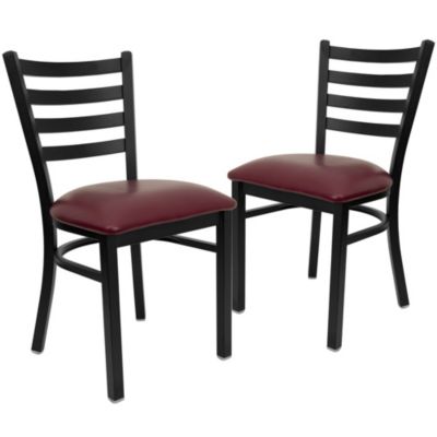 2 Pack Ladder Back Metal Restaurant Chair