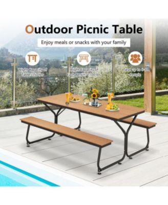 Outdoor 6 Ft Picnic Table with Bench Seating for 6 to 8