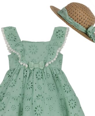 Blueberi Baby Girls' Eyelet Sundress with Hat