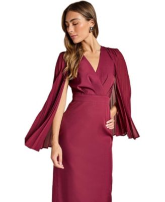 Women's Cape Sleeve Pencil Midi Dress