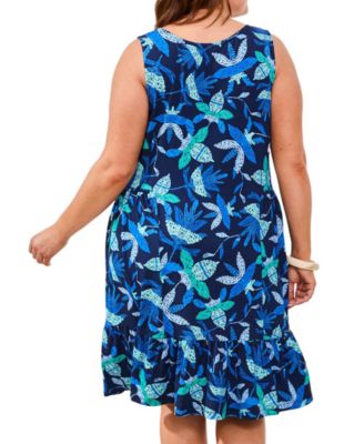 Plus Size Printed Sleeveless V-Neck Dress