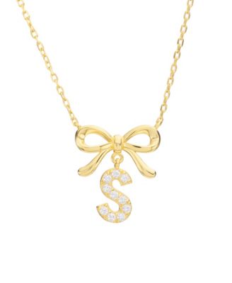 Sterling Silver Bow Initial Necklaces 