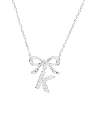 Sterling Silver Bow Initial Necklaces 