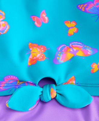 Girls' Toddler 2T-5T Puff-Sleeve Rashguard and Hipster Swim Bottom, 2-Piece Set