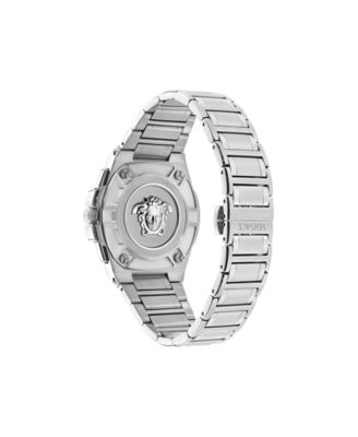 Men's Greca Reaction Silver Stainless Steel Bracelet Watch, 43mm
