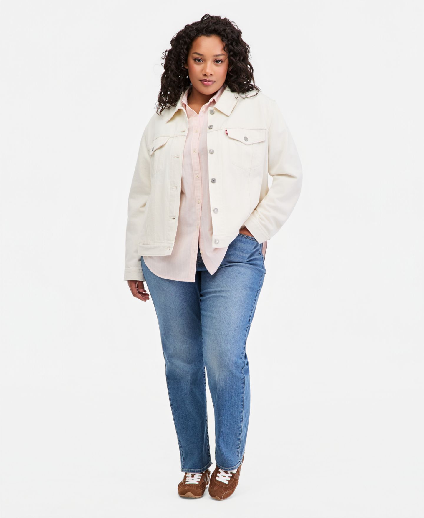 Женская куртка Levi's Plus Size Button-Down Original Denim Trucker, цвет: Blank Impact — фото 2