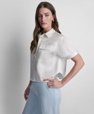 Petite Crinkle Short-Sleeve Camp Shirt