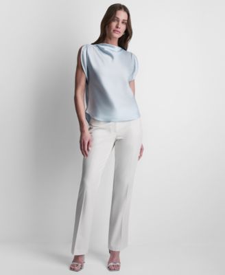 Petite Flutter Cowl Neck Blouse