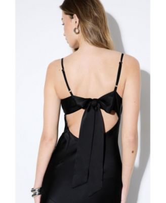 Women's Premium Satin Bow Bridesmaid Dress