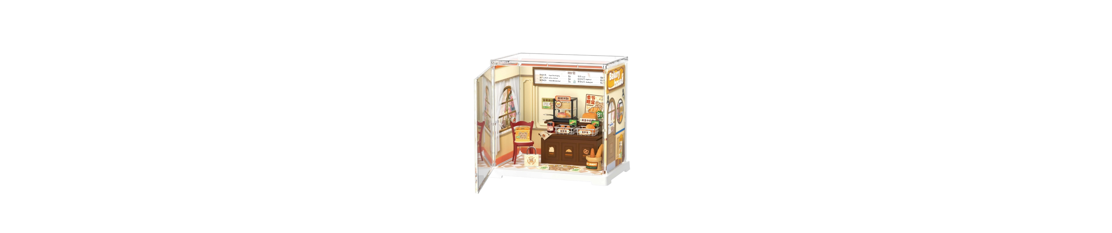 Robotime Super Creator Mini Butter Bakery House, Diy Plastic Miniature Kits Retail Store Series, Mini Model House Building Set for Teens Diy Crafts