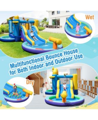 Inflatable Ocean-Themed Bounce House with 680W Blower, 2 Pools