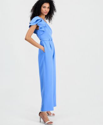 Women's One-Shoulder Ruffle-Sleeve Jumpsuit