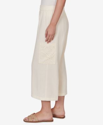 Petite Gauze Eyelet Cargo Pull-On Capri