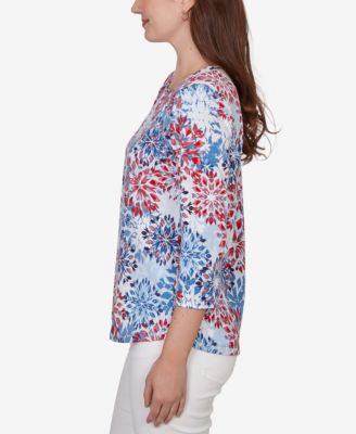 Petite Floral Medallion Knit Top