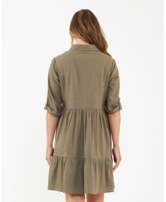 Maternity Ripe Adel Button Linen Dress