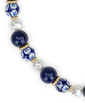 Gold-Tone Plated Bead and Mother of Pearl Necklace