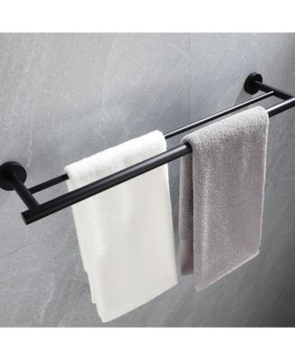 23.6" Stainless Steel Wall Mounted Towel Bar, Double Bath Towel Bar for Bathroom, Kitchen and Bedroom - Matte Black