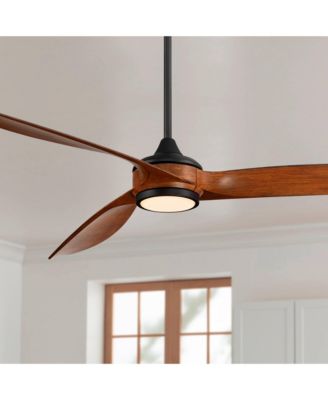 60" Modern 3 Blade Indoor Ceiling Fan with Dimmable LED Light Remote Control Matte Black Koa for Living Kitchen House Bedroom Family Dining