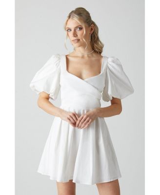 Women's Puff Sleeve Mini Wedding Dress