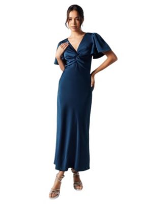 Women's Satin Midi Bridesmaid Dress