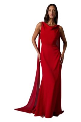 Women's Cowl Back Crepe Maxi Dress