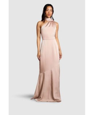 Women's Satin One Shoulder Maxi Dress