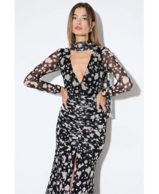 Women's Spot Print Mesh Scarf Dress