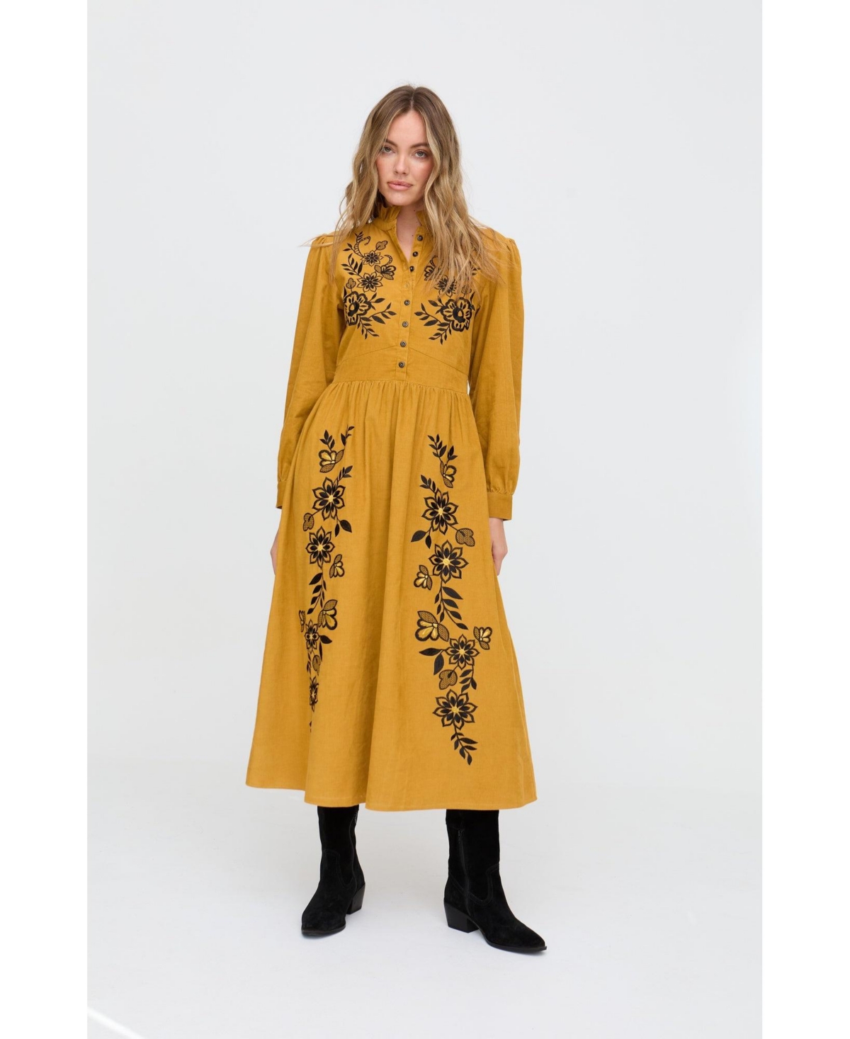 Raffya Women's Puglia Corduroy Midi Dress