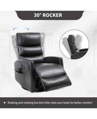 Recliner Chair with Heat Massage Manual Rocker and Swivel in Fabric