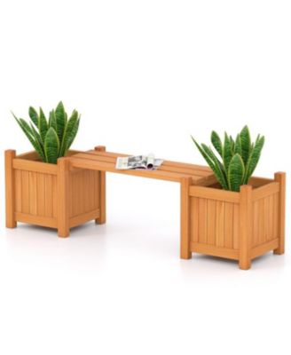 3-in-1 Outdoor Planter Box with Bench and Dual Side Garden Beds