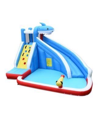 Inflatable Shark Bounce House with Water Slide & Climbing Wall, No Blower Included