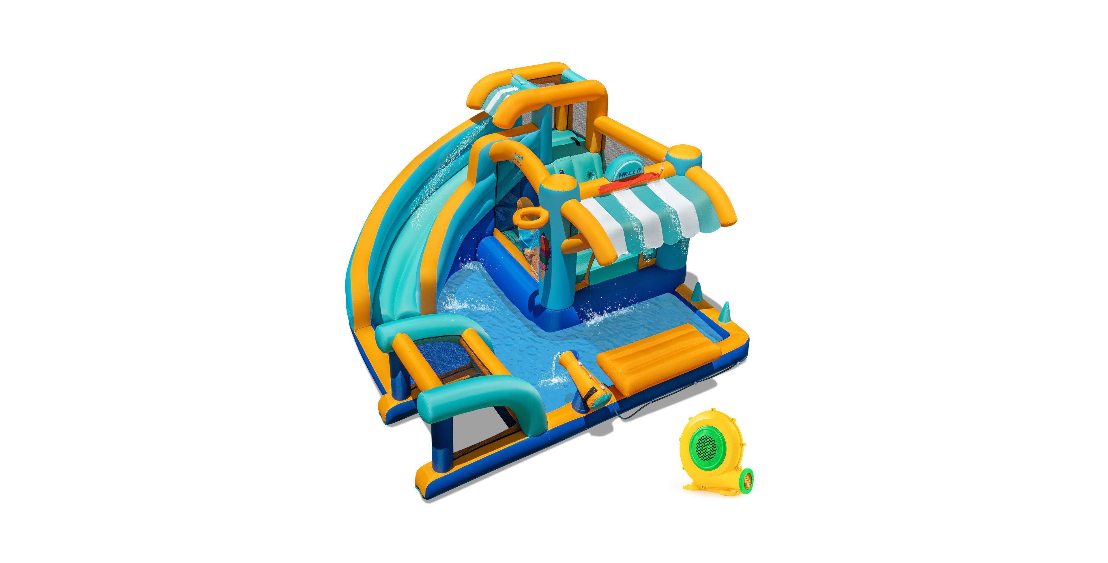 Mecale Ice-Cream Themed Inflatable Water Slide Bounce House, Fits up to 5 Kids, Ages 3-12